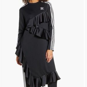 adidas Originals Black Asymmetrical Skirt with Ruffles